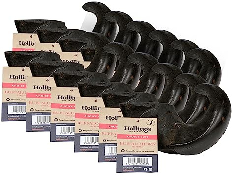 Hollings Buffalo Horn Standard Dog Treat, 100% Natural Grain Free Chew Treat for Adult Dogs, High in Protein and Naturally Low in Fat (12 Pack)