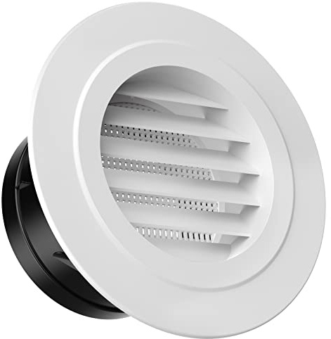 Hon&Guan Soffit Vents 4 Inch, Round Exhaust Air Vent Cover with Built-in Fly Screen for Bathroom Kithchen Office Home, White