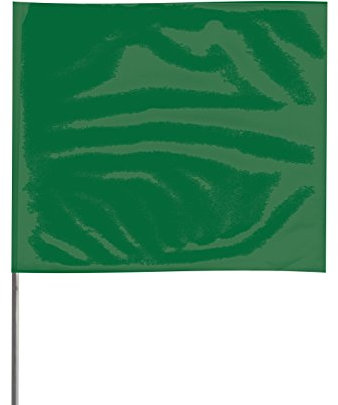 Presco 15 in. Steel Wire Staff Marking Flags [2.5 in. x 3 in. Flag]: 2 in. x 15 in. (Green) / 12-Flags
