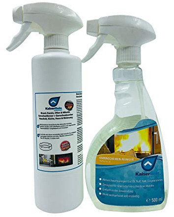 KaiserRein Kaminscheiben -Reiniger Spray 500 ml + Brand-Geruchneutralisierer Glasreiniger Kamin-scheiben