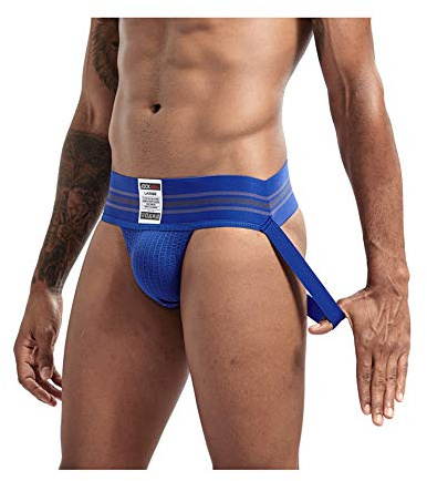 Jockmail Suspensoir sexy en coton pour homme 7 couleurs - Bleu - X-Large
