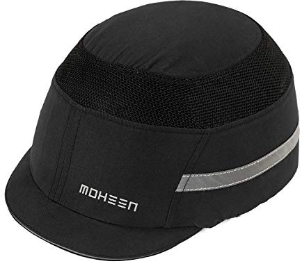 Safety Bump Cap, Baseball Hat Style, Breathable Head Protection Black Micro Brim