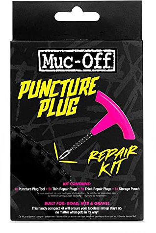 Muc-Off Puncture Plug Reifenreparaturset - Fahhrad Flickzeug für schlauchlose Fahrradreifen - Inklusive 2-in-1 Puncture Plug/ Aufrauh-Werkzeug, 10 Reifenpannenstopper & Etui