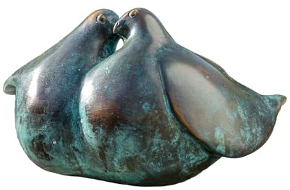IDYL Bronze-Skulptur Zwei Tauben, 11x18x18 cm