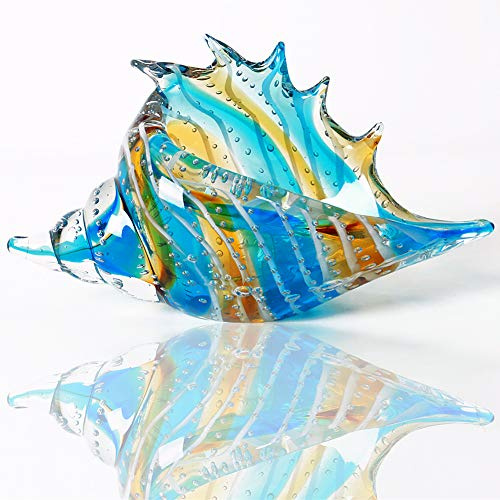 EUSTUMA Handblåst glas snäcka figurer prydnad, havsdjur prydnad för heminredning, havsdjur samling för födelsedagspresent, glas snäckskal
