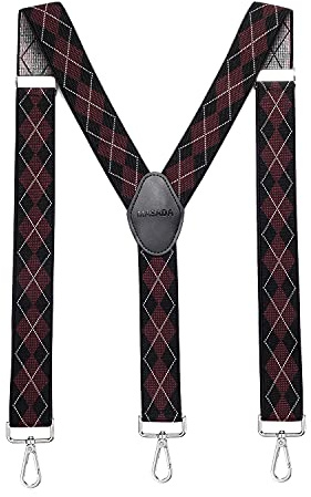 MASADA men's Braces, suspender with strong carabiner closure - smoothly adjustable 3.5 cm wide fits for up to 195 cm body height