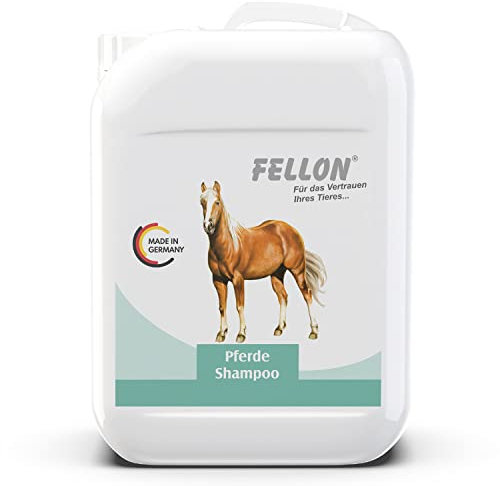Fellon Pferdeshampoo - Sanftes Fellpflege-Shampoo für Pferde, gegen trockene Haut - pH-neutral, natürlich, rückfettend - Reinigungsshampoo mit milden Waschsubstanzen - 10 Liter Kanister