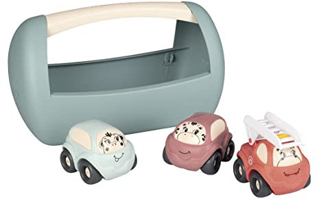 Smoby - Little Set 3 Fahrzeuge – 1. Alter – Autos und Feuerwehrauto – Transportbox – ab 12 Monaten – 140204 Grün