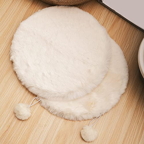 SHENGOCASE 2-Pack 12 Round Faux Rabbit Fur Cat Dog Bed Cushion Pad Mat, Cat Tree Tower Replacement Cushion Pad for Window Perch, Carrier House Cage Crate Kennel Furniture