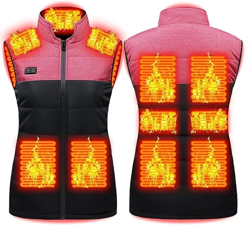 WWQQKJ Gilet Chauffant à Recharge USB, Veste Électrique, Gilet Polaire Lavable, Thérapie Thermique, Pour la Pêche, la Chasse et le Ski (Rose, XS)