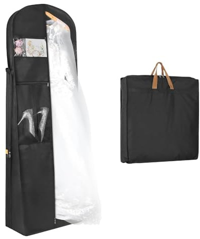 Zilink 72 Wedding Dress Garment Bag Dress Bags for Gowns Bridal Dress Travel Bag with 12”Gusseted and Accessory Pockets for Wedding Dress, Puffy Gowns [Upgraded Version]