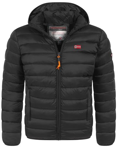 Geographical Norway Herren Winter Jacke warm gefüttert Parka Steppjacke Outdoor gesteppt, Farbe:Schwarz, Größe:L