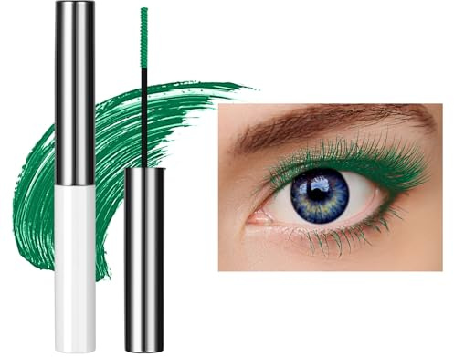 LOPHE Bunt Wimperntusche Wasserfest, 5D Silk Fiber Mascara Feiner Pinsel Waterproof, langlebig, wischfest, voluminös und charmant, Mascara Fast Dry False Lash Effect Extension Make-Up(07# dunkelgrün)