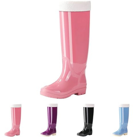 Botas De Lluvia De Mujer Botines De Goma A Prueba De Lluvia Botines De Lluvia Elegantes Botas De Lluvia Acolchadas Zapatos De Agua Pvc Botines De Agua Para Jardinería Y Pesca Oferta, Rosa, 36 EU