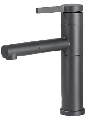 Black PullDown Bathroom Faucet Modern SingleHandle Sink Mixer Hot & Cold Water Countertop & UnderCounter Installation Sleek Gray Finish for Stylish Washbasins