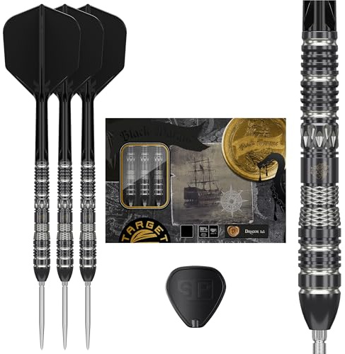 Target Japan Black Marque Dragon 3.0 Steel Tip Darts with Kflex, 23G | 90% Tungsten Dart Set, K-Flex Flights and Shafts No.6, Nano Swiss Points, Player Leslie Lee