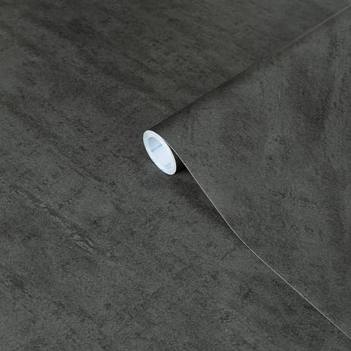 Grey Vinyl Wrap 40x300cm - Dark Grey Self Adhesive Wallpaper Kitchen Furniture - Sticky Back Plastic Roll for Worktop Vinyl Covering - Concrete Effect Contact Paper for Cupboard Table Removable
