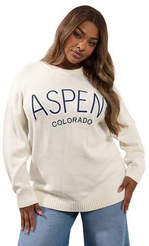 Yours Curve White 'Aspen' Knitted Jumper - Women's - Plus Size Curve