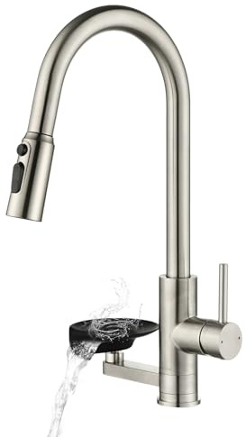 Küchenarmatur Wasserhahn Küche Glasspüler, Ausziehbar Dual-Auslauf