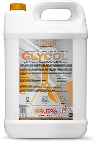 GiDeli etylenglykol 99,5 % hög ren 5 l – monoetylenglykolkoncentrat för kylarfrostskydd, värmebärare och solvätska – industri, laboratorium och verkstad – tillverkad i EU
