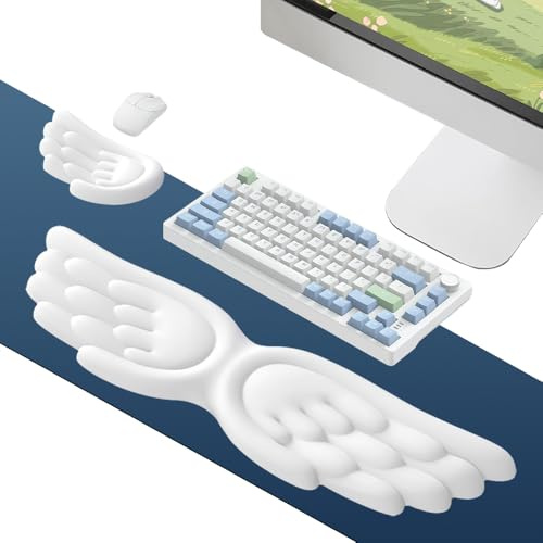 Hojalis Repose-Poignet Pour Clavier Ailes D'ange, Wrist Rest For Keyboard, Support Ergonomic Non-Slip, Soulagement De Douleur, Support Souple Antidérapant Durable, Pour Ordinateur Ordinateur Portable