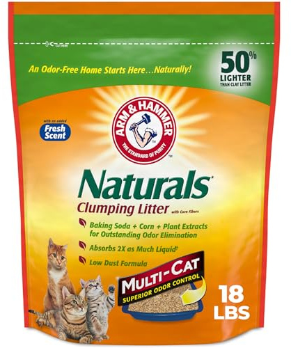 ARM & HAMMER Naturals Clumping Cat , Litter Odor Control, Multi Cat Litter, 18 lb. Bag