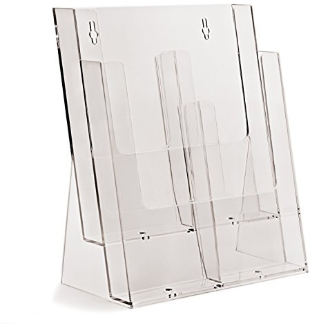 taymar Soporte para folletos de mesa para DIN A4 o DIN largo, 2 niveles, transparente, con divisor
