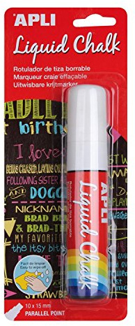 Apli 13960 Marqueur craie liquide effaçable blanc - pointe biseautée 10 x 15 mm