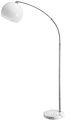 MONZANA® Bogenlampe Marmor 190-210 cm Höhenverstellbar Fußschalter Schwenkbar E27 Edelstahl 40W Wohnzimmer Schlafzimmer Stehlampe Standleuchte Weiß