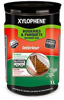 XYLOPHENE - Traitement Bois et Parquet Intérieur - Préparation du bois - Traitement Préventif et Curatif pour les Boiseries et Parquets - Anti Insectes, Anti Termites - Non Gras - 1L - Incolore