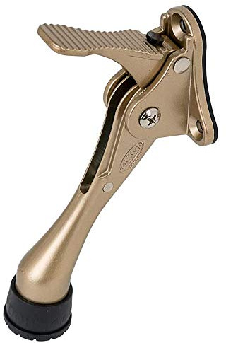 CG PLUS Door Stopper, One-Touch semi-Automatic Metal Door Stopper, with Non-Slip Rubber Tip for Wood, Concrete, Tiled, and Carpeted Floors (4inch x 1pack, Gold)