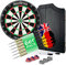 Stagecaptain DBC-1775 BK Bullseye Pub Dartschrank mit Pfeilen - Holz Dartkasten mit Profi Steeldart Scheibe - Dartboard mit extra dünnen Drähten - Dartscheibe mit 6 Dartpfeilen und 4 Sets Flights