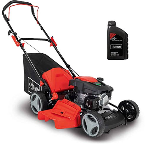 Scheppach MP150-46 Benzin Rasenmäher - 46cm Schnittbreite | 3,5 PS | 7-fache Schnitthöhenverstellung | 55 Liter Fangkorb | Seitenauswurf | Mulchfunktion | Reinigungsfunktion | inkl. Motoröl