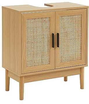 BAITA - Mueble bajo Lavabo Amana cannaba ratán y Efecto Roble (60 cm)