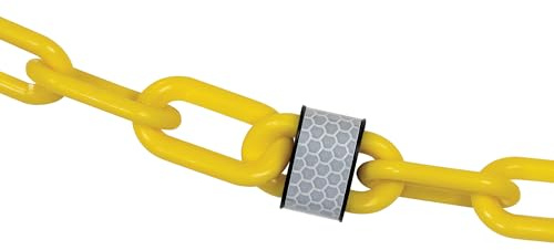 Mr. Chain Reflective Plastic Barrier Chain, Yellow, 2-Inch Link Diameter, 25-Foot Length (52002-25)