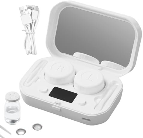 Máquina limpiadora de lentes de contacto,Limpiador de lentes de contacto,Máquina portátil de limpieza de contactos por ultrasonidos | Estuche Solution Soak, cuidado diario para RGP, lentes duras de co