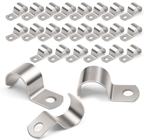 YUUTIAL 25 piezas 20mm abrazaderas de sujeción-abrazaderas de cable de alto rendimiento de un solo orificio de metal,abrazaderas de cable de metal para diámetros de tubería