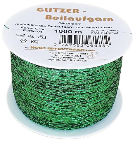 Glitzer Beilaufgarn auf 1000 Meter Spulen in verschiedenen Farben (Grün)