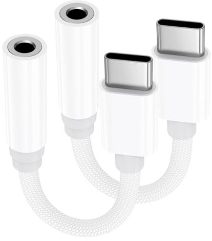 Apple MFi Certified 2 Pack USB C to 3.5mm Jack Adapter, Type C to 3.5mm Headphone Aux Digital Audio Earphone Adaptor for iPhone 17 16 15 Samsung Galaxy Pixel, iPad (White)