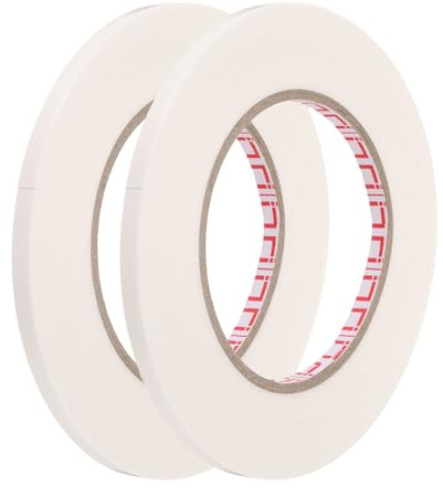 sourcing map 2 rotoli di nastro adesivo in tessuto per cablaggi, 6 mm x 50 m, spessore 0,2 mm, altamente adesivo, strappabile, resistente al calore, per cuciture di tappeti e cavi auto, colore: bianco