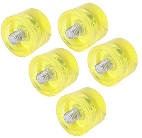 5Pcs Yellow Rubber, Hammer Replacement M8x1 Soft Transparent Plastic Mallets Striking Tip Accessory Set Kit Tips for Double Face
