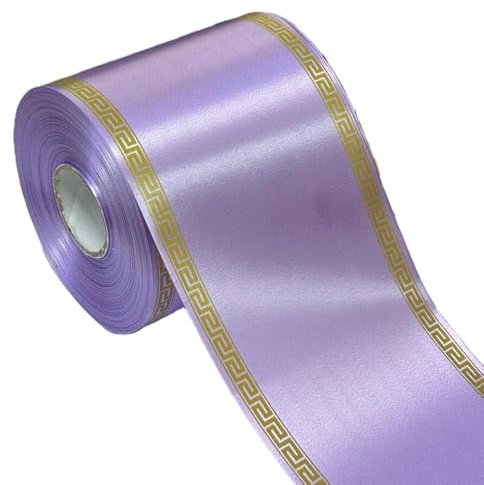 Nastro FUNEBRE LILLA con Greca Oro 10 cm x 50 metri