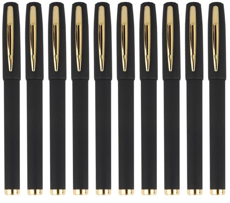 10 PCS Rollerball Pens Black Ink Fine 0.5mm Ballpoint Tip Smooth Writing Biro Fade Water Resistant Gel Pen Quick Drying Roller Ball Pens for Handwriting School Office Business Student Teacher Doctor