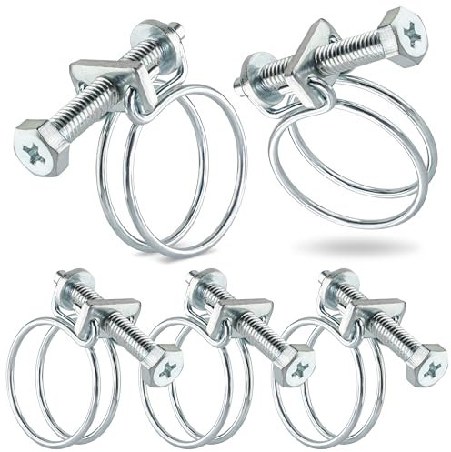 Poppstar 5 Stück Doppeldraht Schlauchschellen W1 verzinkt Stahl Drahtschellen, Spannbereich-Ø 26-30mm, Draht-Ø 2mm