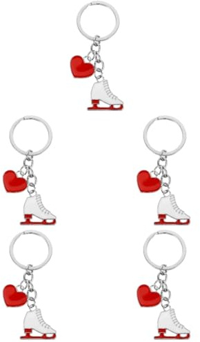 Toyvian Portachiavi con pattinaggio sul ghiaccio Design adorabile ciondolo per ragazze e donne come decorazione per zaini durevole e creativo, bianco, 8.00X2.50X0.30CMx5pcs
