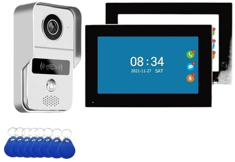 Cámara con timbre, Timbre inteligente de 7 pulgadas, resistente al agua, con wifi, videoportero, intercomunicador, tarjeta de inducción y desbloqueo de puerta. ,Sistema de seguridad para el hogar