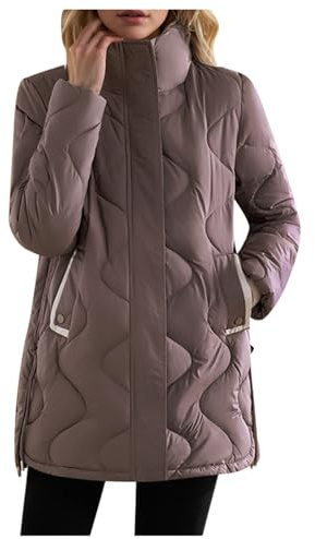 Doudoune Femme Hiver Veste Mi-Longue Doublé de Polaire en Duvet Manteau Matelassé Capuche Pliable Coupe Vent Isolant Parka Imperméable