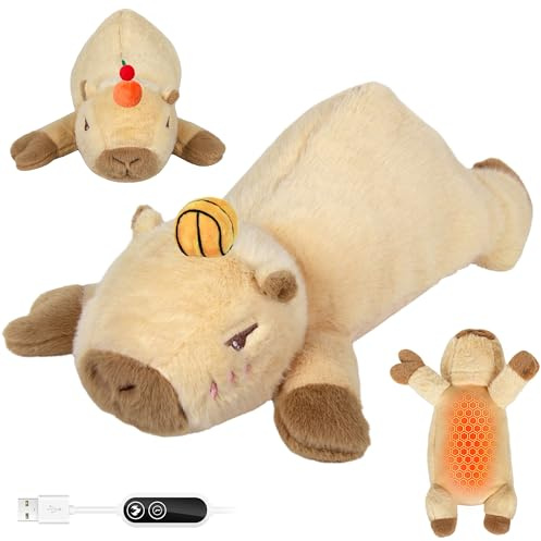 Capybara Heating Pad for Period Cramps,Menstrual Pain Relief,Cute Stuffed Animal Electric Heating Pad Plush,USB Powered Heated Plush Toy,Portable Warm Cushion Gift for Women Teen Girls Christmas,Brown