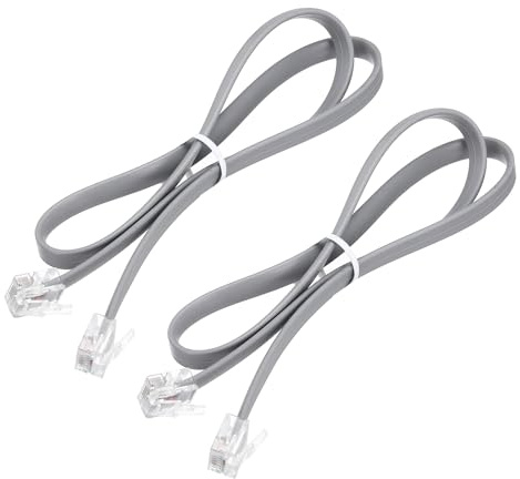 QUARKZMAN 2 Pack Telefonkabel 1.6ft Telefonleitung Stecker Auf Stecker Grau | Hörerkabel, RJ12 6P6C, Gerade Verdrahtete, Für Zuhause Büro