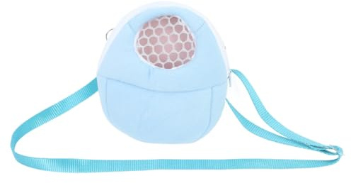 JECOMPRIS Bolsa de Viaje Transpirable para Hámster con Correa de Hombro, Nido de Algodón Mediano Azul, Transportín Portátil para Mascotas Pequeñas como Ardillas, Chinchillas y Conejillos